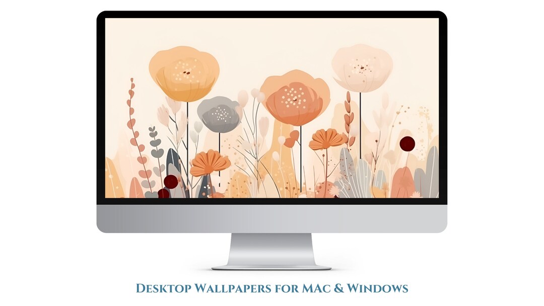 Floral Boho Desktop Background Imac Wallpaper Mac Desktop Etsy
