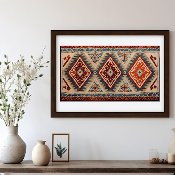 Turkish Kilim Wall Art Print, Instant Download, Digital Print