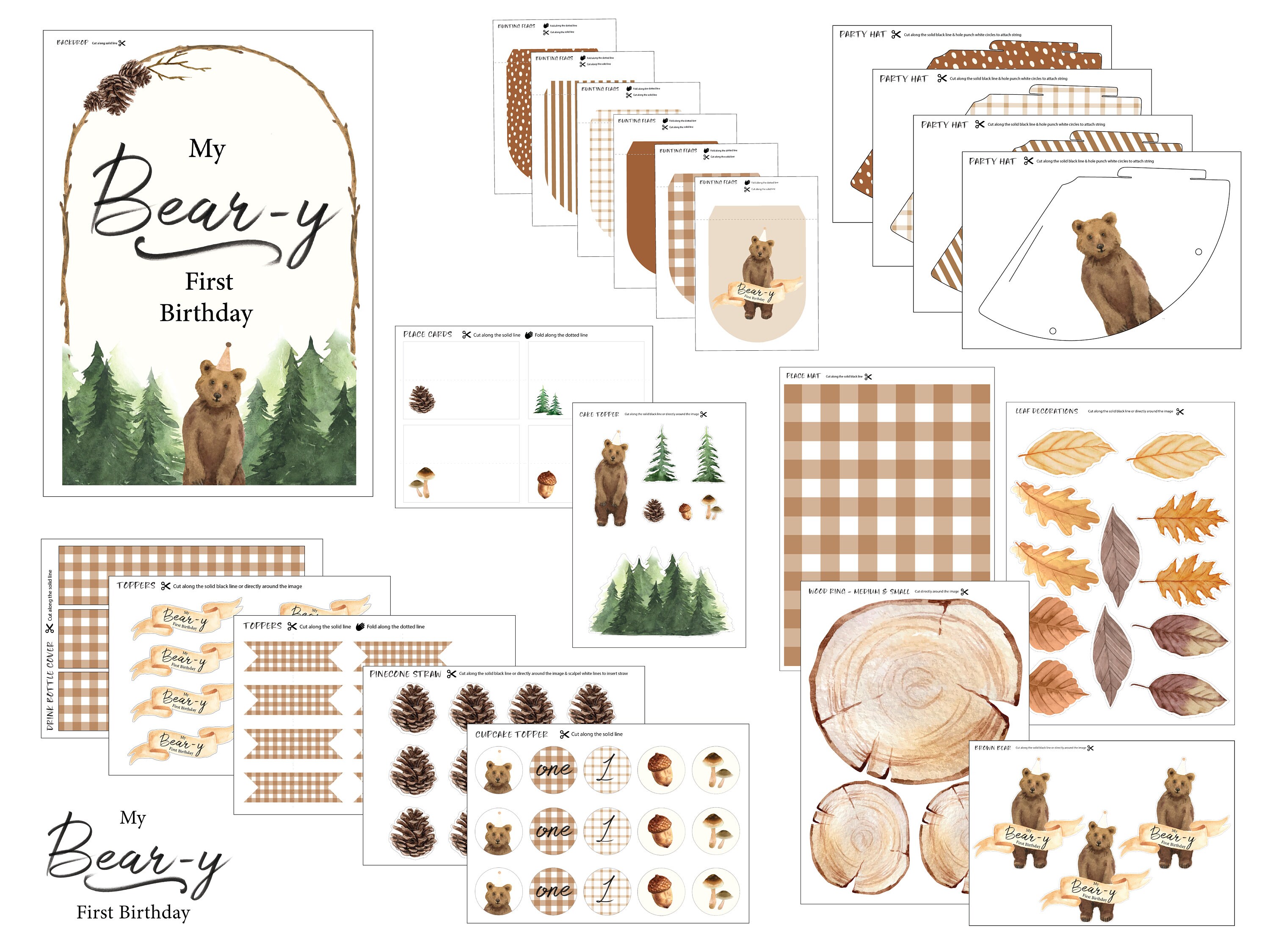 My Bear-y First Birthday Printable Party - Etsy
