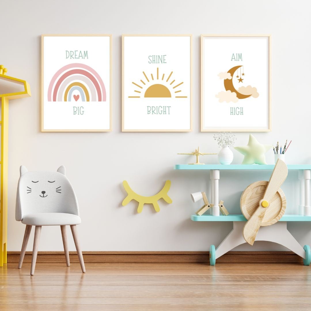 Kids Room Nursery Modern Minimalist Pastel Inspirational Motivational
