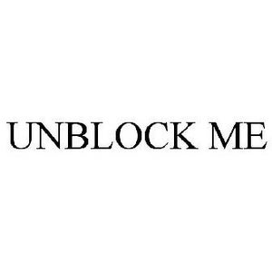 May include: Black text on a white background reads "UNBLOCK ME". The text is in a sans-serif font, with the words centered horizontally. The image is a simple, high-contrast design.
