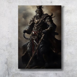 Black Myth Wukong Cover Gaming Poster, The Monkey King Sun Wukong, Wall Art, Gaming Prints, Video Game Art, Gaming Gifts, Classic Videogames
