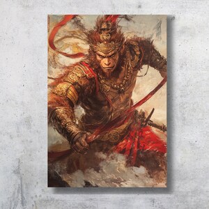 Black Myth Wukong Cover Gaming Poster, The Monkey King Sun Wukong, Wall Art, Gaming Prints, Video Game Art, Gaming Gifts, Classic Videogames