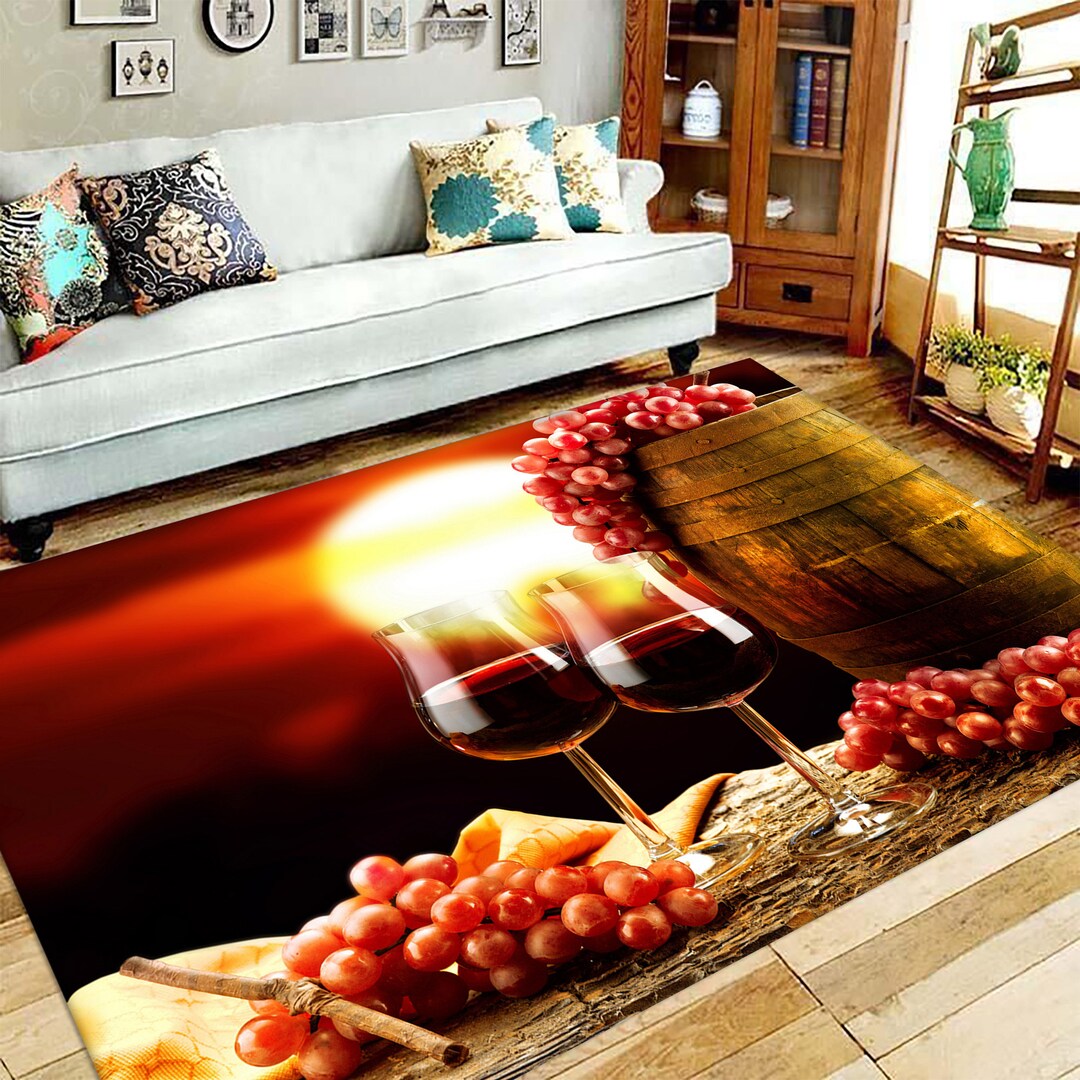 Grape Rug, Wine Rug, Abstract Rug, Living Room Rug, Kitchen Rug, Wine