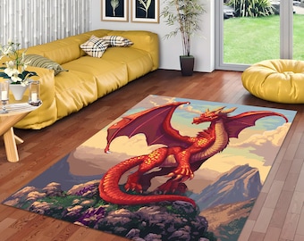 Alfombra de área de dragón, alfombra de diseño, alfombra moderna, alfombra de arte, alfombra de ilustración, alfombra de dragón, alfombra popular, alfombra fantástica, alfombra de área, alfombra de salón, decoración de habitación para niños