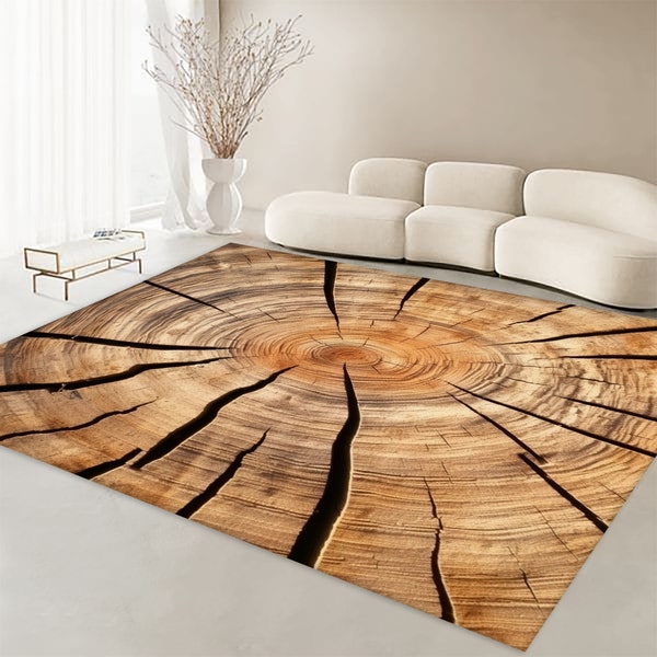 Wood Trunk Rug, Authentic Rug, Wood Block Decor Rug, Wood Pattern Rug, Tree Stump Rug, Wood Decor, Living Room Rug, Circle Stump Rug, Gift