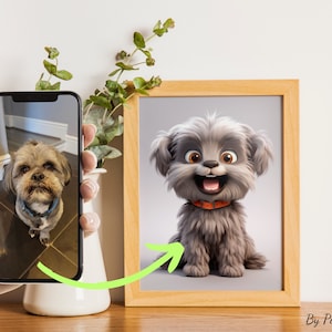 Ritratto di cane/gatto personalizzato, Cute Pet Art, Illustrazione personalizzata del cane, Cute Movie Cartoon Art, Idee commemorative per animali domestici, Digitale, Regalo di Natale