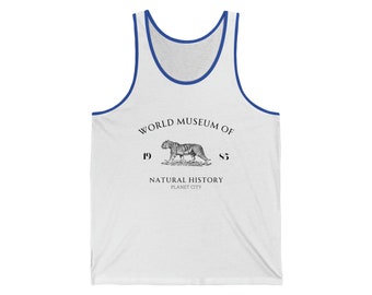 Tijger unisex jersey tanktop | Mouwloos T-shirt Dames Heren Vest Gedrukt Cami T-Shirt | Wereldmuseum Natuur - Vintage - Illustratie