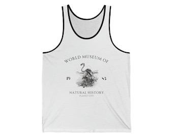 Flamingo jersey tanktop | Mouwloos T-shirt Dames Heren Vest Gedrukt Cami T-Shirt | Wereldmuseum Natuur - Illustratie - Vintage - Vogel