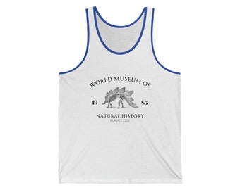 Stegosaurus Dinosaurus skelet Unisex Jersey Tank | Mouwloos T-shirt Dames Heren Vest Bedrukt T-Shirt | Wereldmuseum Natuur - Dinosaurus