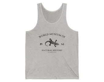 Gekko jersey tanktop | Mouwloos T-shirt Dames Heren Vest Gedrukt Cami T-Shirt | Wereldmuseum Natuur - Illustratie - Vintage - Reptielen