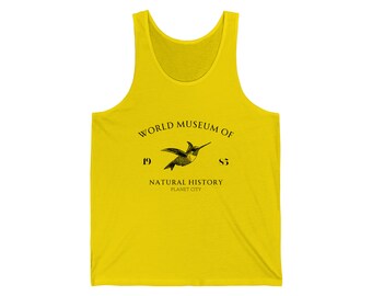 Kolibrie jersey tanktop | Mouwloos T-shirt Dames Heren Vest Gedrukt Cami T-Shirt | Wereldmuseum Natuur - Illustratie - Vintage - Vogel