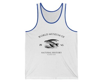 Vliegende vis jersey tank | Mouwloos T-shirt Dames Heren Vest Gedrukt Cami T-Shirt | Wereldmuseum Natuur - Illustratie - Vintage - Oceaan - Zee