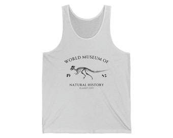 Pachycephalosaurus Dinosaurus skelet Unisex Jersey Tank | Mouwloos T-shirt Dames Heren Vest Bedrukt T-Shirt | Wereldmuseum Natuur