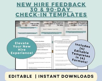 New Hire Onboarding Check-in Templates: 30 & 90-Day Feedback (Digital Download)