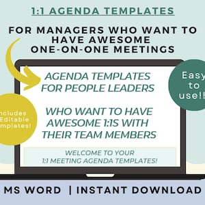 1:1 Agenda Templates for Managers | One-one-one Meeting Agenda | MS Word Agenda | People Leaders | Career Development | Supervisor Tools