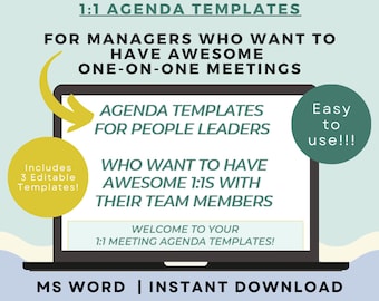 1:1 Meeting Agenda Templates for Managers | MS Word (Digital Download)