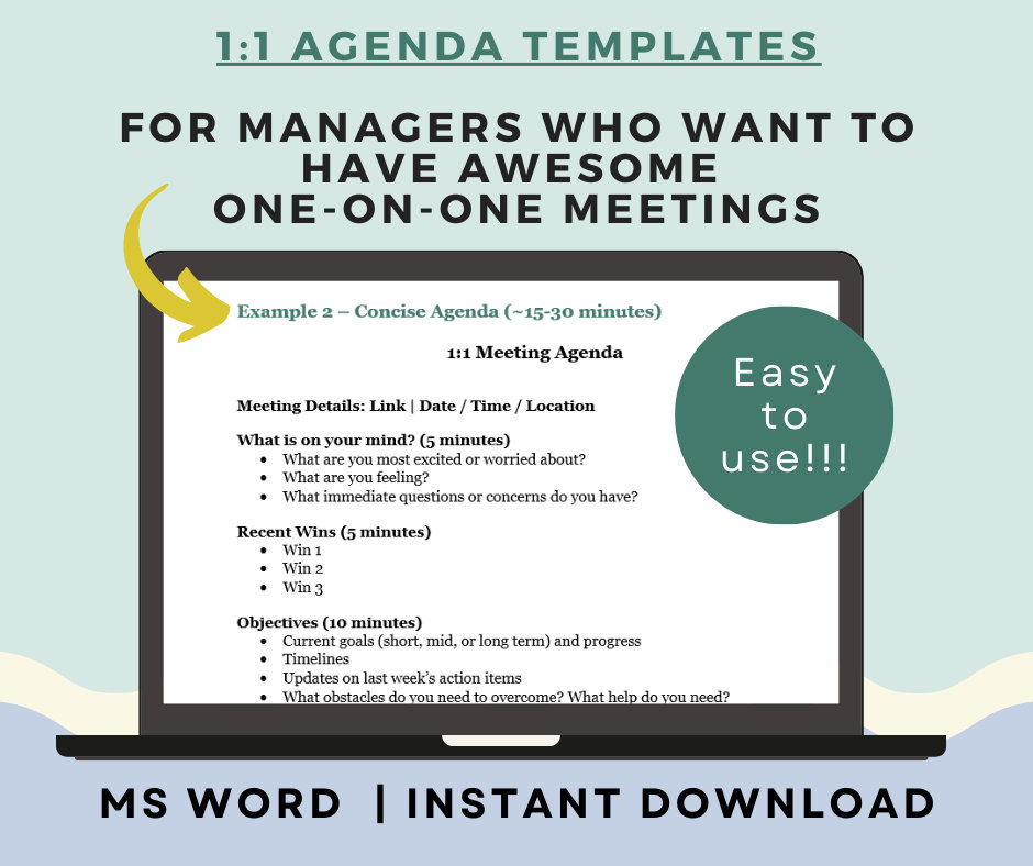 1:1 Agenda Templates for Managers | One-one-one Meeting Agenda | MS ...