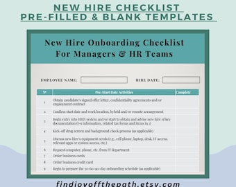 New Hire Onboarding Checklist Template für HR (Digitaler Download)