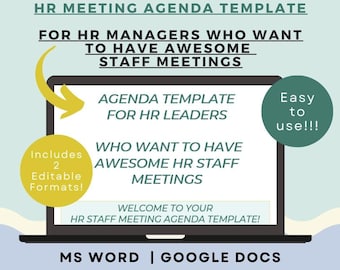 Plantilla de agenda para reuniones de personal de RR. HH.: editable en MS Word y Google Docs (descarga digital)