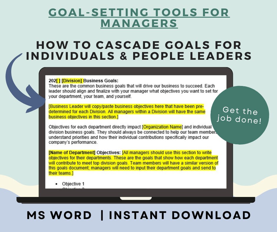 Goal Setting Tools for Managers: Template for Individuals & Manager ...