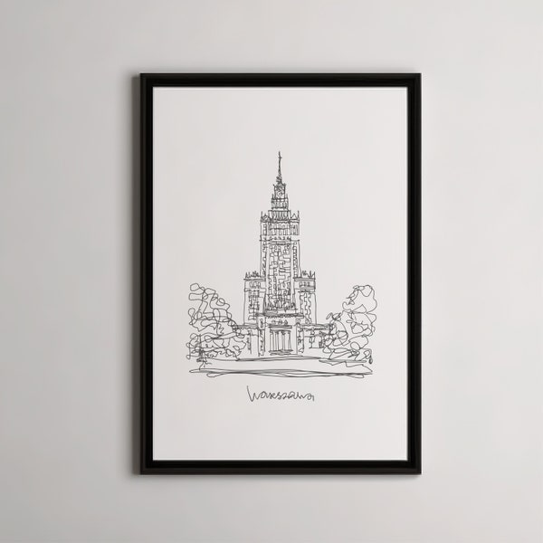 Digital Art Poster Warsaw Palace of Culture and Science | Printable architecture poster | Printable home decor