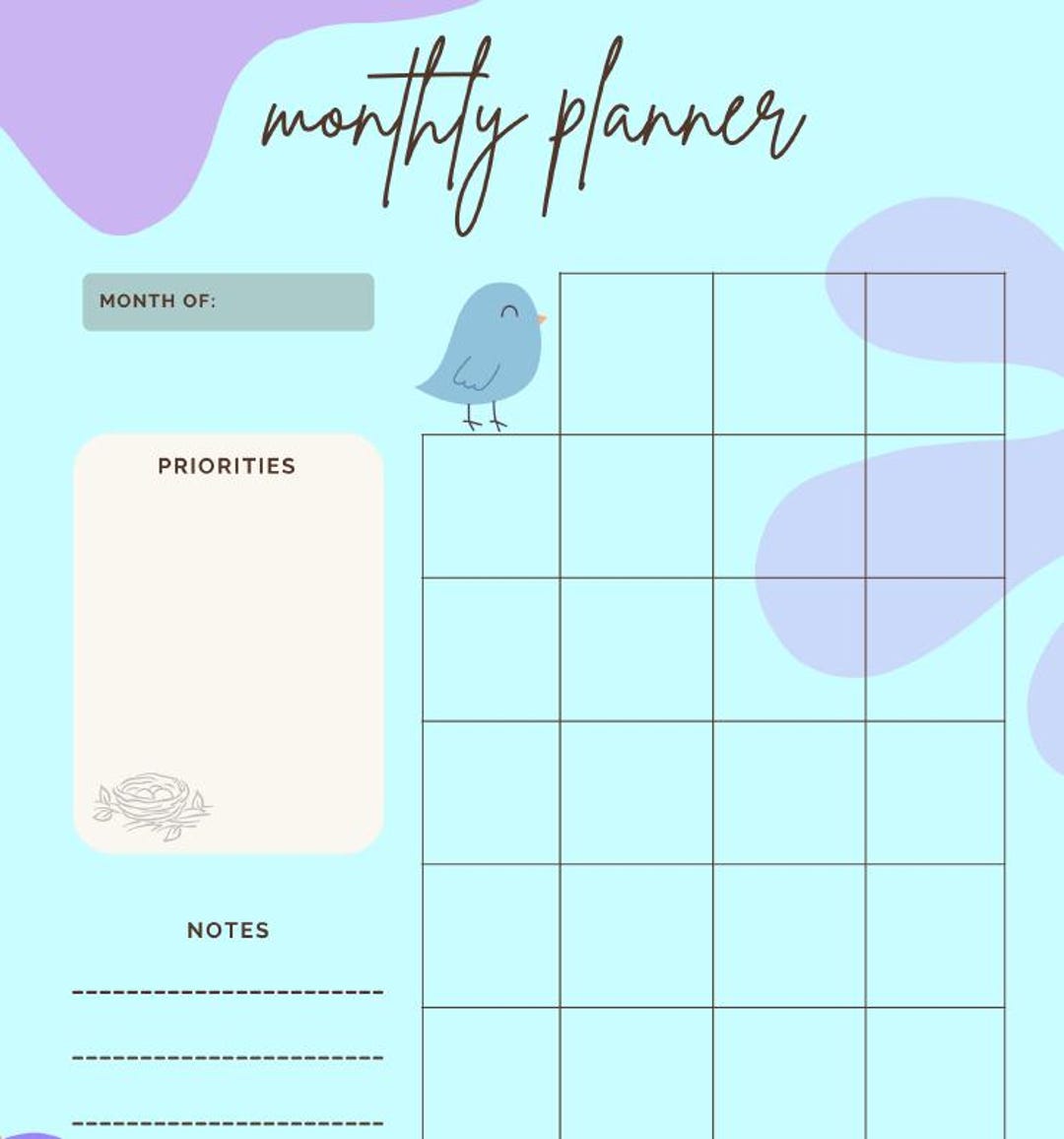 Student Monthly Notes Template | Printable Study Notes for School ...