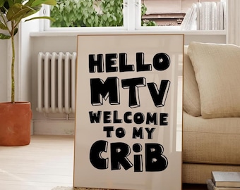 Bienvenue dans mon berceau Impression numérique amusante, art mural typographique audacieux, affiche imprimable pour dortoir, décoration de chambre rétro cool, oeuvre d'art en téléchargement immédiat