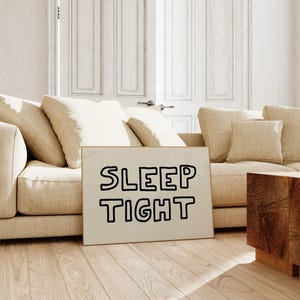 Sleep Tight Print, Minimalist Bedroom Wall Art, Cute Typography Poster, Nursery Sleep Quote Print, Modern Kids Room Decor, Digital Download