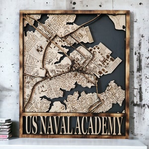 Carte de l'Académie navale des États-Unis | Cadeau de remise des diplômes du camp d'entraînement de base | Retraite, promotion, cadeau de déploiement pour les marins | Cadeau bleu marine personnalisé