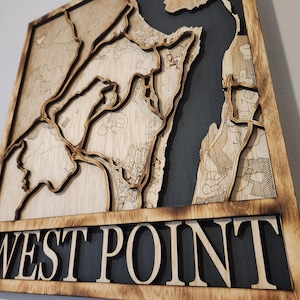 Wood West Point Academy Map | Laser Cut Military Graduation Gift | Custom USMA Wall Art | West Point Graduation, Retirement Gift