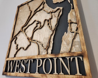 Mapa de West Point de madera cortado con láser / Regalo de graduación de la USMA