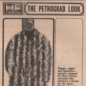 1966 Mod - HARRY FENTON Moda - The Petrograd Look / ritaglio pubblicitario originale NME Fashion - New Musical Express