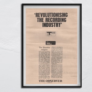 JIMI HENDRIX Poster - 1968 original NME - backside articles of: Dusty Springfield, Steppenwolf, Tyrannosaurus Rex, T.Rex