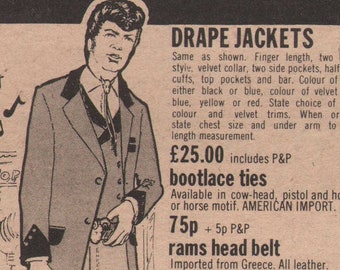 Too Young to Die - Drape Jacket - original 1974 NME Advertising Clipping - Rockabilly, Teddyboy, Ted, Creepers