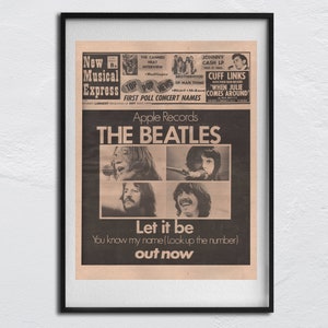 BEATLES - Cartel original de NME de 1970 - Déjalo ser - John Lennon, Ringo Starr, Paul McCartney, George Harrison