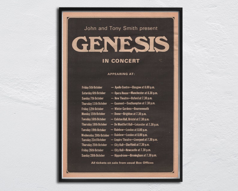 GENESIS 1973 Poster Original NME Genesis in Concert / Tony Banks, Mike
