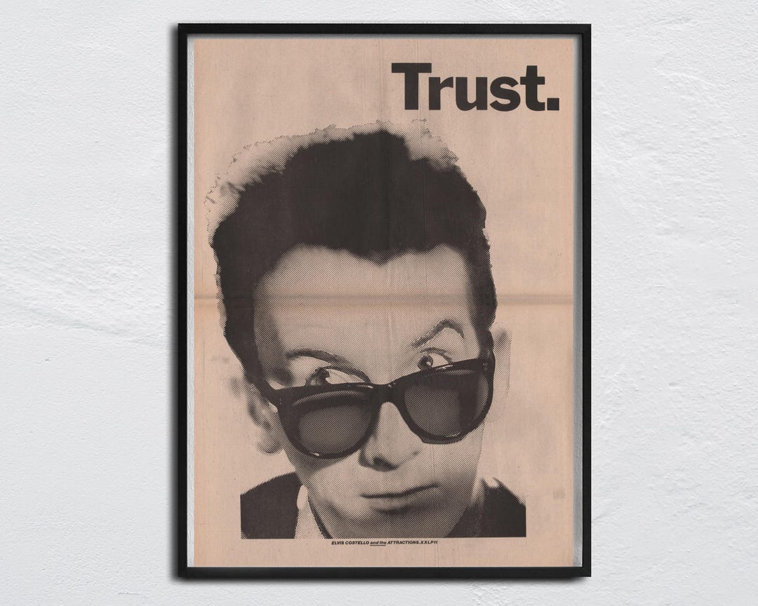 ELVIS COSTELLO Huge 2 Page Poster - 1981 NME Original - Trust