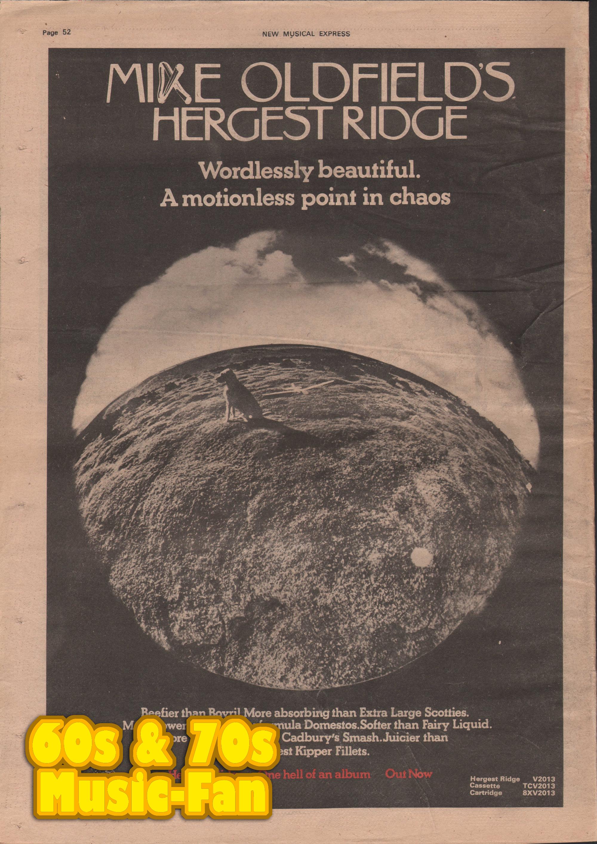 MIKE OLDFIELD - 1974 Original NME Poster - Hergest Ridge - Etsy