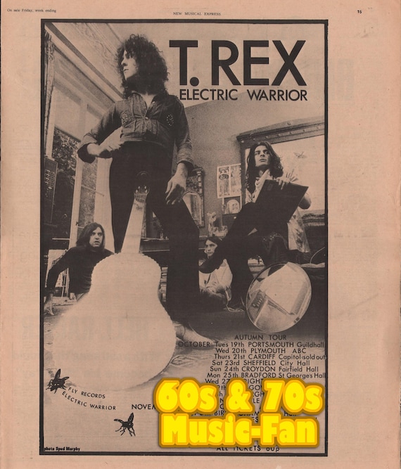 T. REX★Electric Warrior UK Fly オリジナル 1971 Poster T.REX / Tyrannosaurus Rex / Marc Bolan - Original NME