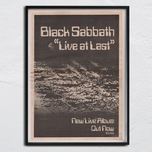 BLACK SABBATH Poster - 1980 original NME / Live at Last - Ozzy Osbourne, Tony Iomm, Bill Ward, Geezer Butler