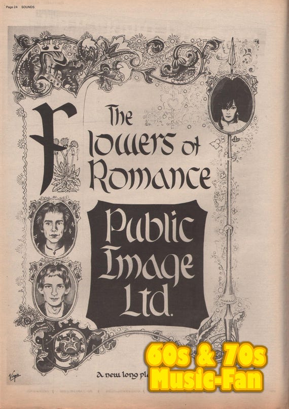 PIL POSTER Public Image Ltd. - 1981 Original NME - the Flowers of