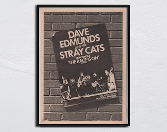 Dave Edmunds & STRAY CATS Poster 1981 originale NME - Brian Setzer, Lee Rocker, Slim Jim Phantom / La gara è iniziata - Twangin