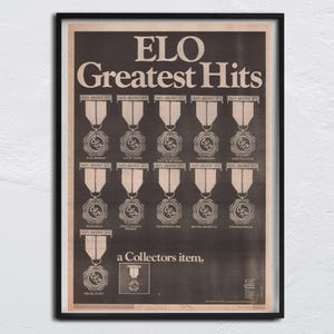 ELO  Electric Light Orchestra - 1979 POSTER original NME - Greatest Hits / Kelly Groucutt, Jeff Lynne, Louis Clark, Richard Tandy, Bev Bevan