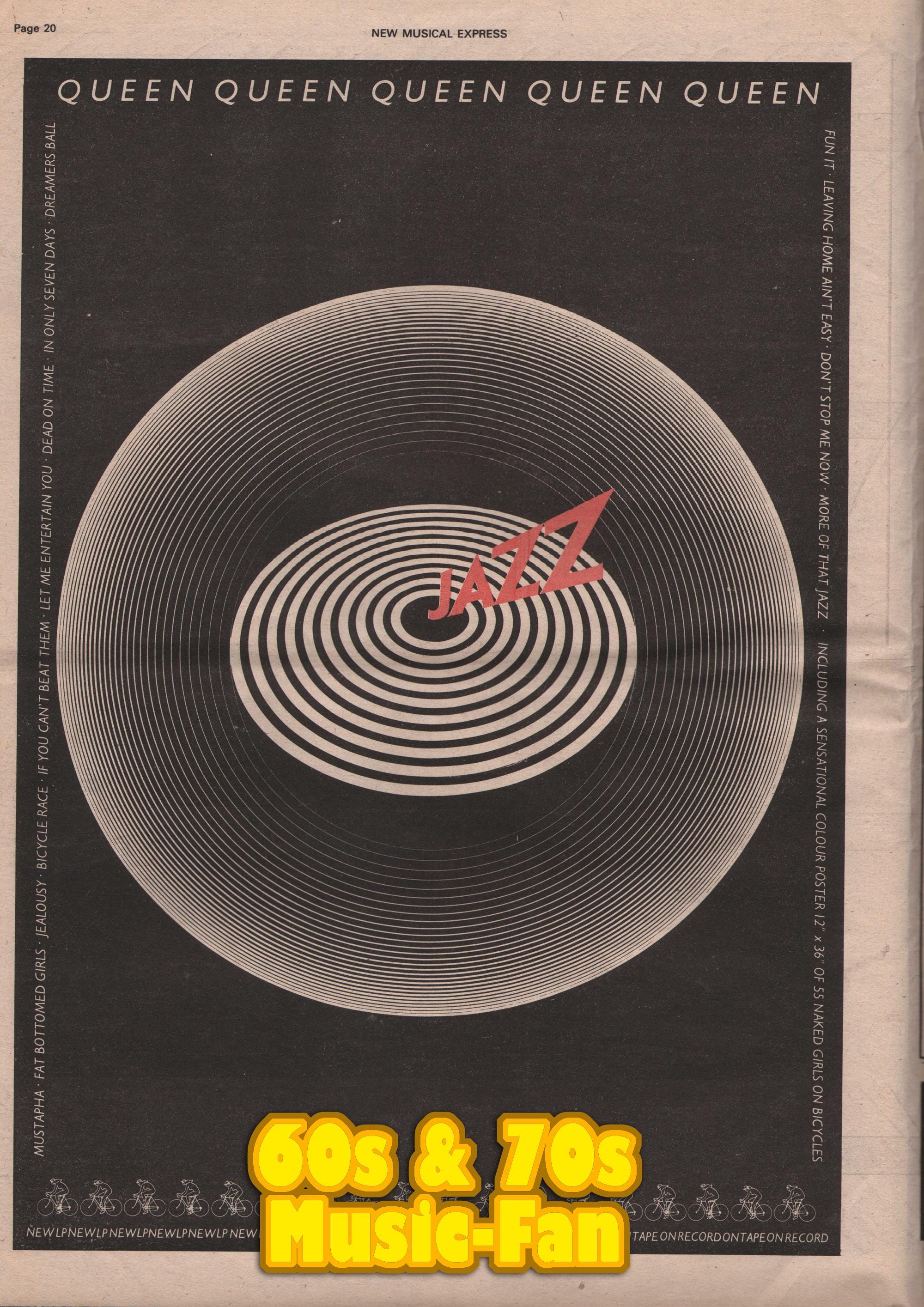 QUEEN - 1978 Poster Original NME - Jazz / Fat Bottom Girls / John