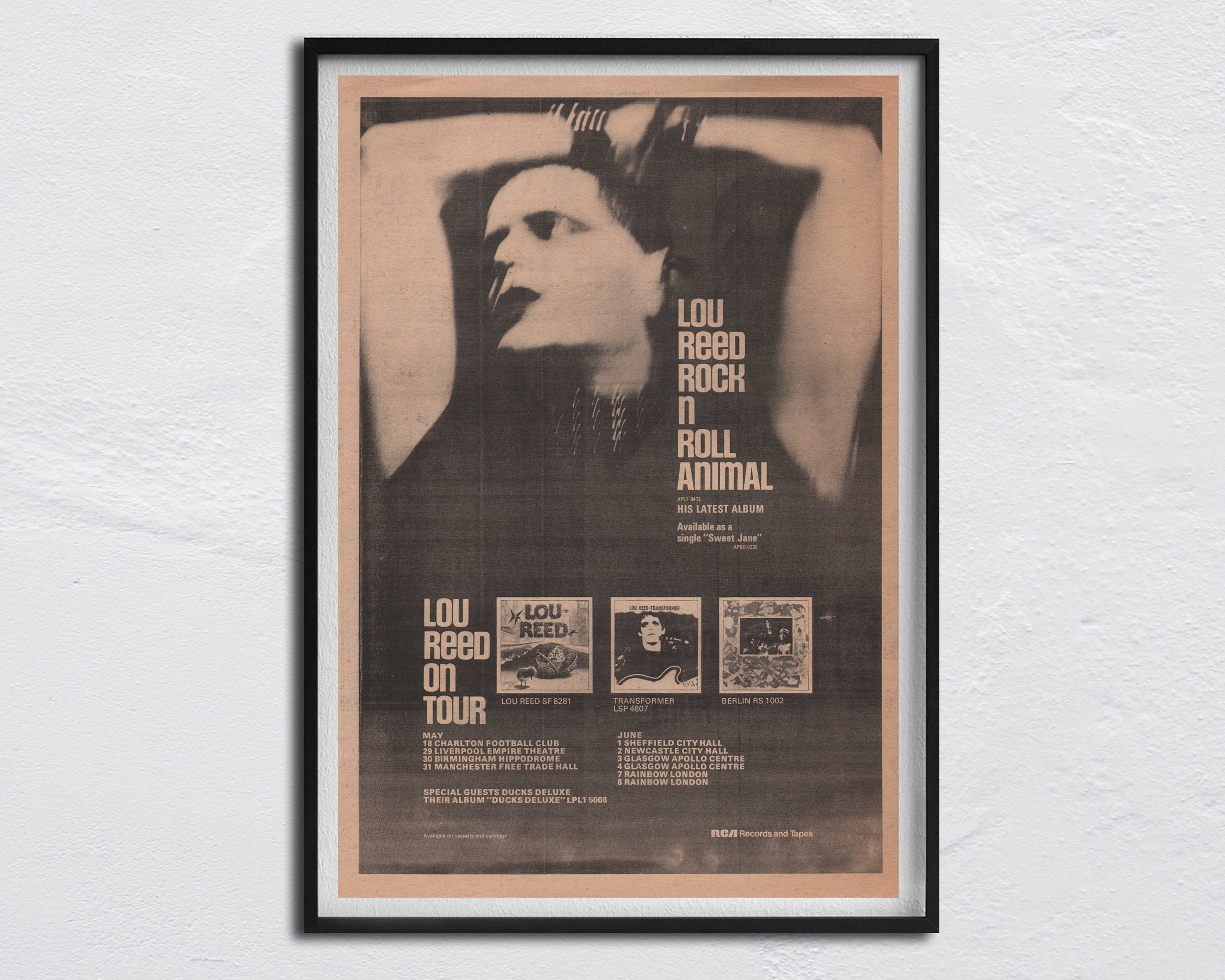 LOU REED Poster - 1974 Original NME - Rock and Roll Animal