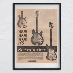Guitarras RICKENBACKER - Póster publicitario original de NME de 1964 - New Musical Express