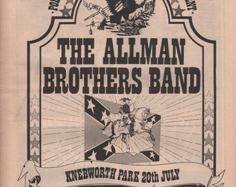 ALLMAN BROTHERS Poster - 1978 Org. NME - Knebworth Park 20th July