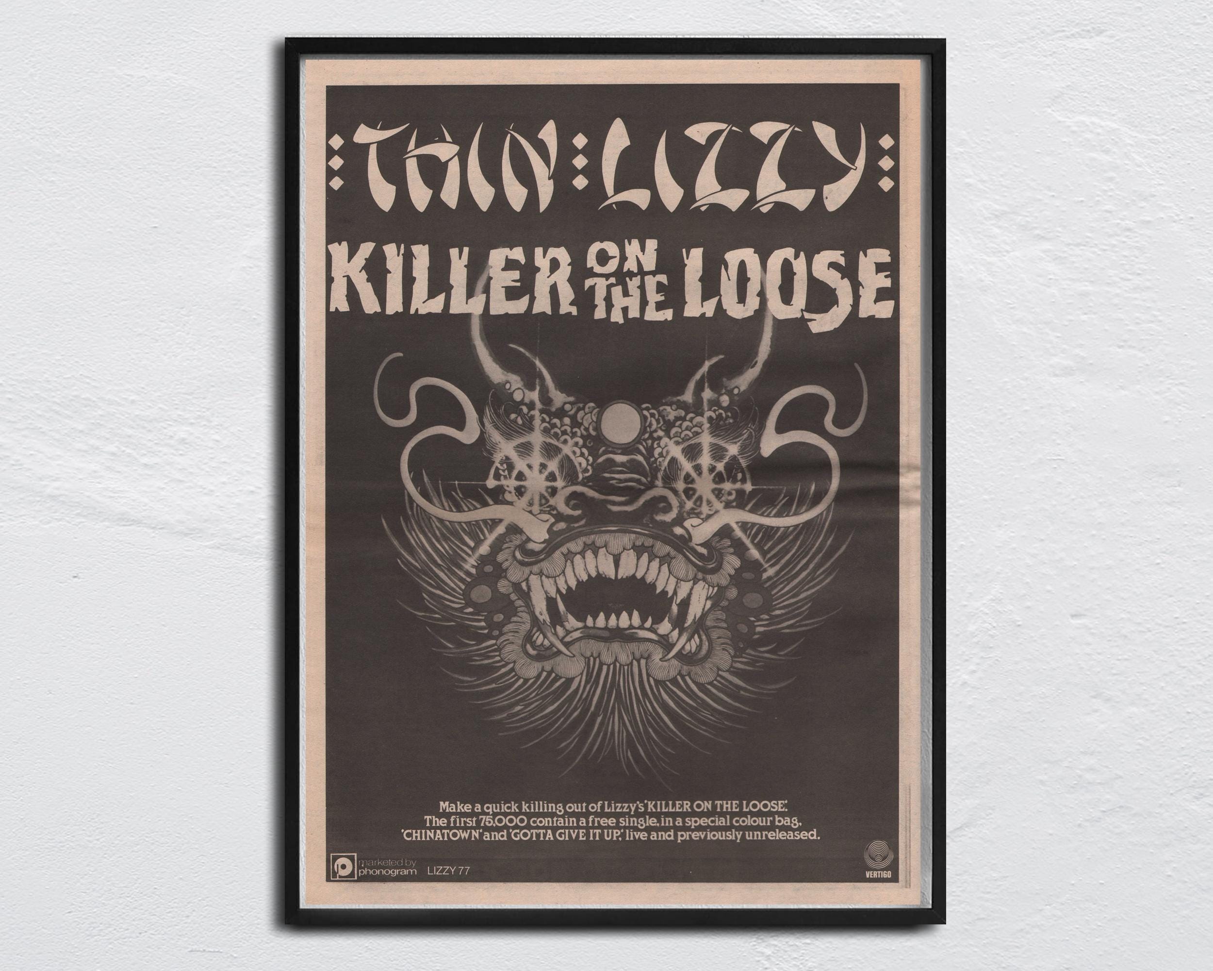THIN LIZZY Poster 1980 / Original NME - Killer on the Loose