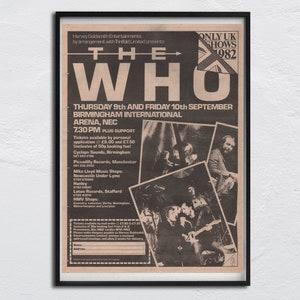 The WHO Poster - 1982 original NME - Only UK Shows 1982 - John Entwistle, Roger Daltrey, Pete Townshend, Keith Moon Doug Sandom Kenney Jones